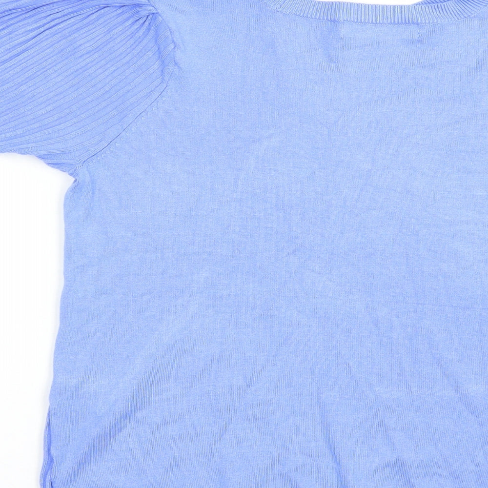 Marks and Spencer Womens Blue Crew Neck  Viscose Pullover Jumper Size 14