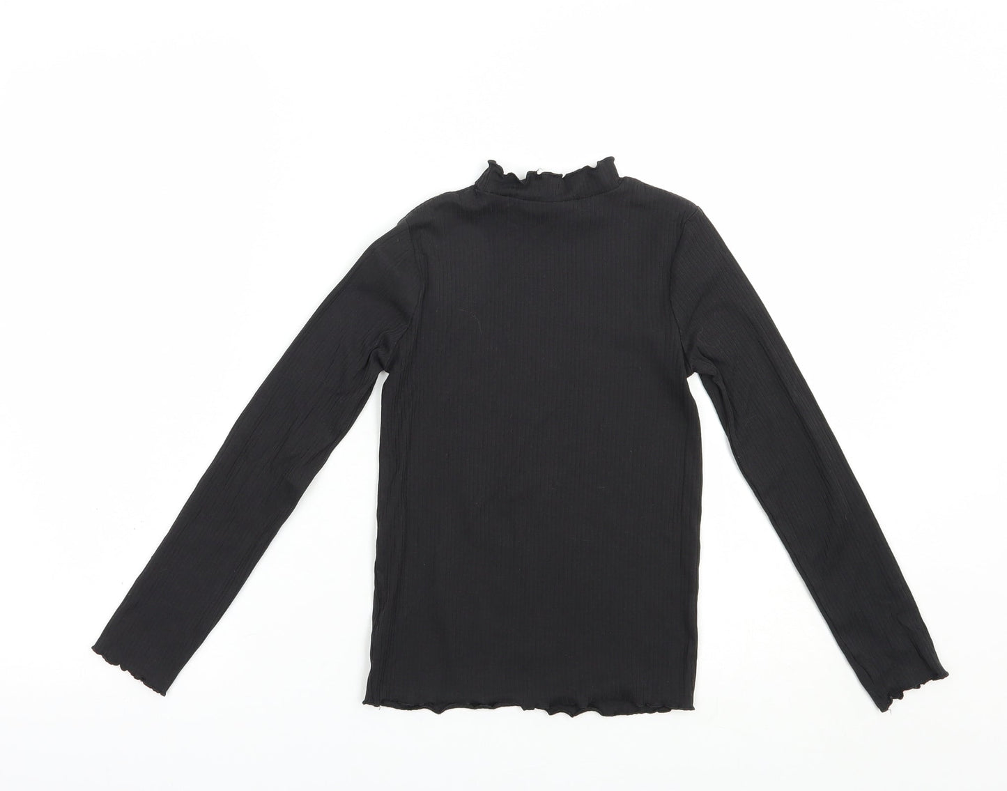 TU Girls Black  Cotton Basic T-Shirt Size 8 Years Mock Neck Pullover