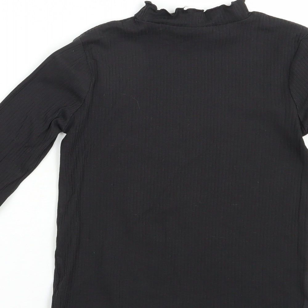 TU Girls Black  Cotton Basic T-Shirt Size 8 Years Mock Neck Pullover