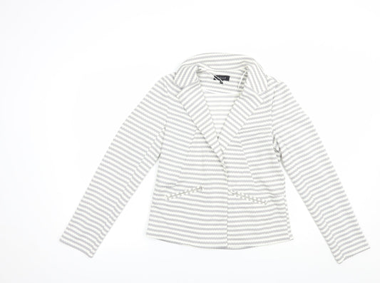 Soon Womens Grey Striped  Jacket Blazer Size 12