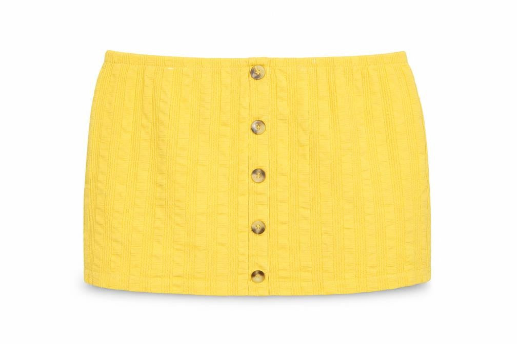 New Look Womens Yellow  Cotton Cropped Tank Size 14 Off the Shoulder