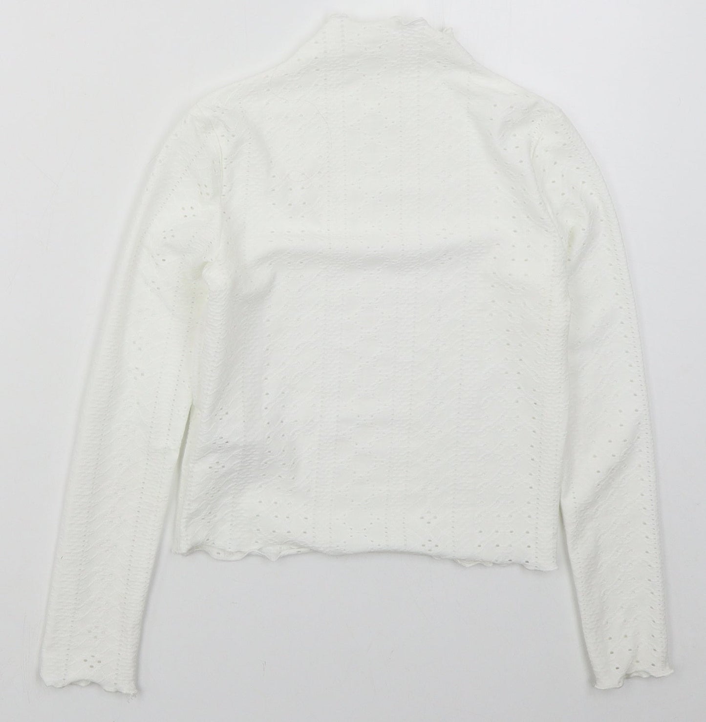 SheIn Girls White  Polyester Basic T-Shirt Size 10 Years Mock Neck Pullover