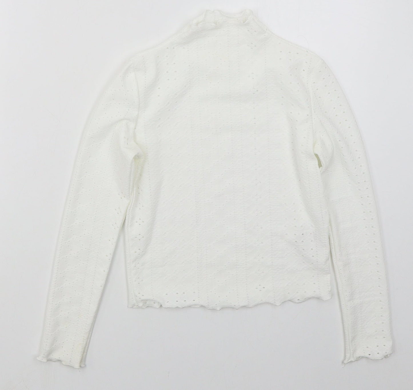SheIn Girls White  Polyester Basic T-Shirt Size 10 Years Mock Neck Pullover