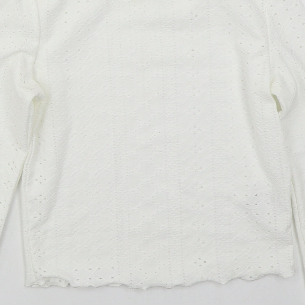 SheIn Girls White  Polyester Basic T-Shirt Size 10 Years Mock Neck Pullover