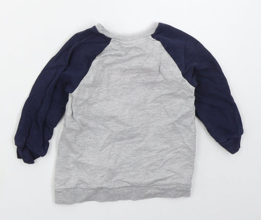 Disney Boys Grey  Cotton Pullover Sweatshirt Size 2-3 Years  Pullover - Where's Mickey?