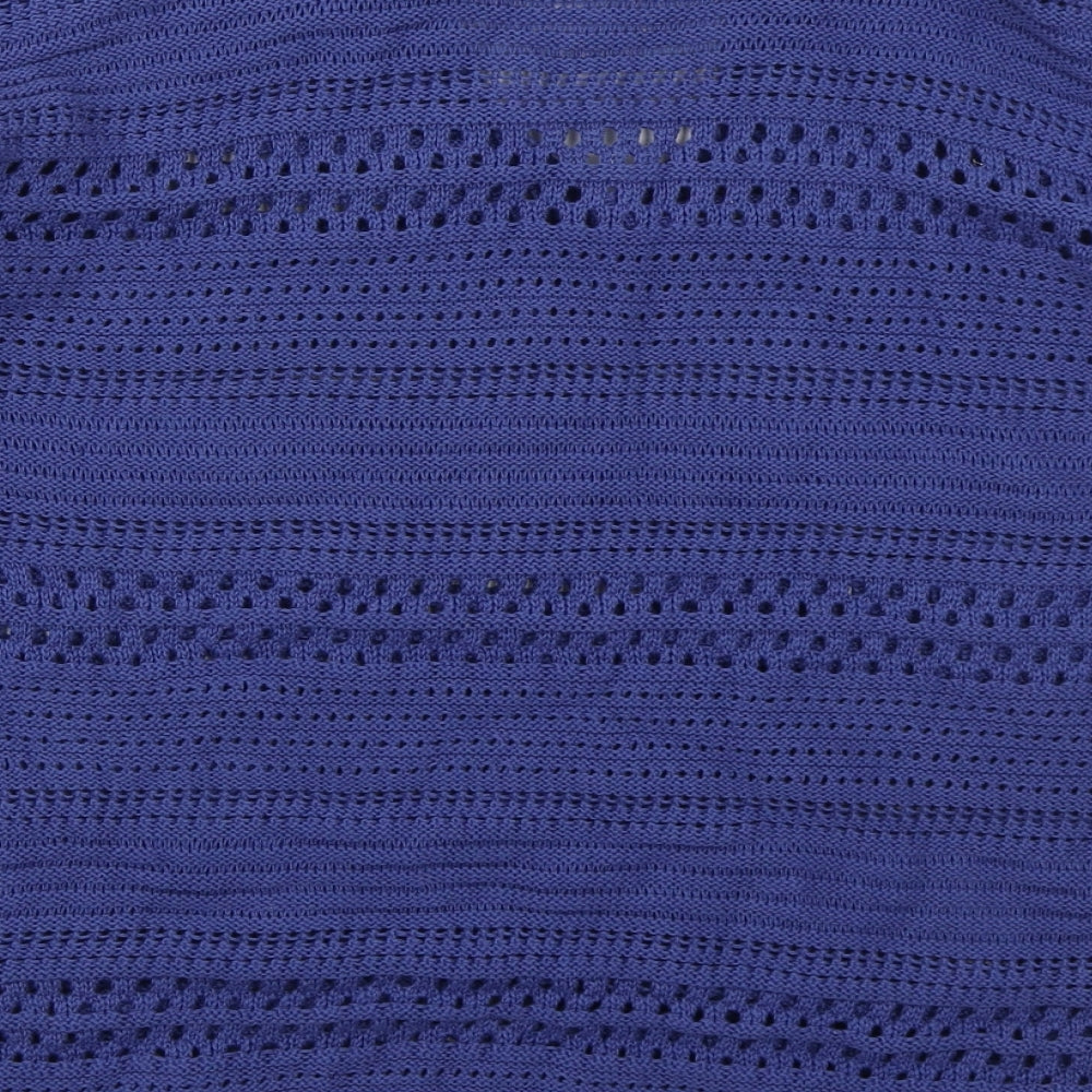 Papaya Womens Blue V-Neck  Cotton Pullover Jumper Size M