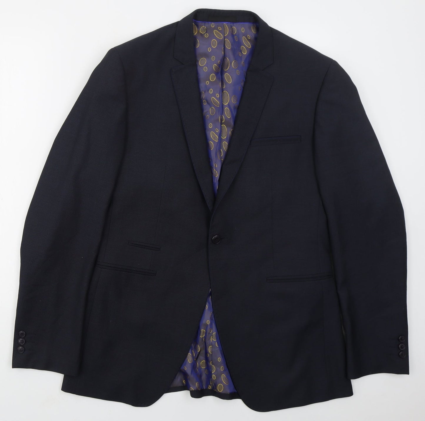 1860 Menswear Mens Blue  Polyester Jacket Suit Jacket Size 40