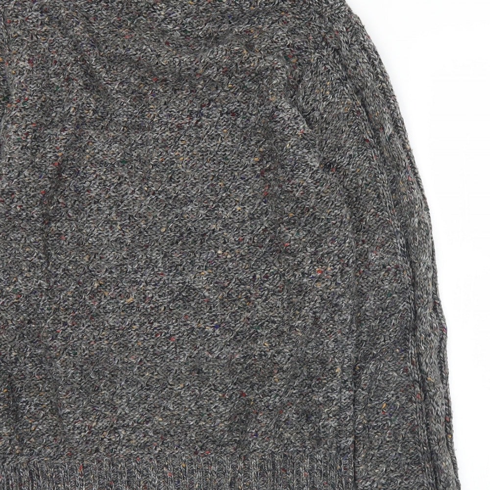 Puritan Mens Grey Collared  Acrylic Pullover Jumper Size M
