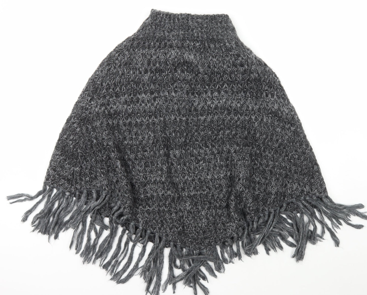 Per Una Womens Grey Roll Neck  Acrylic Cape Jumper One Size