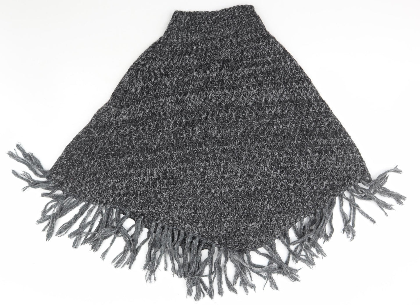 Per Una Womens Grey Roll Neck  Acrylic Cape Jumper One Size
