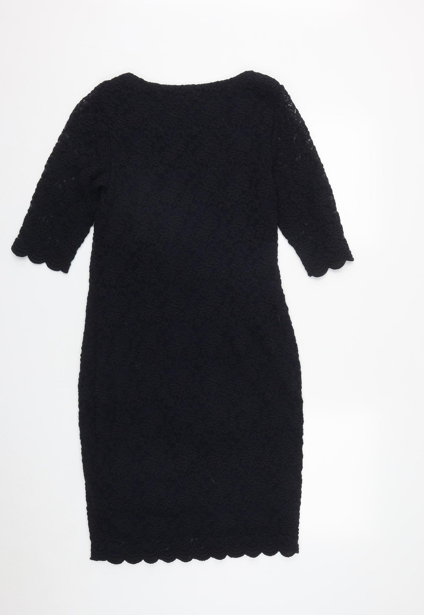 Marks and Spencer Womens Blue Geometric Polyester A-Line  Size 12  Round Neck