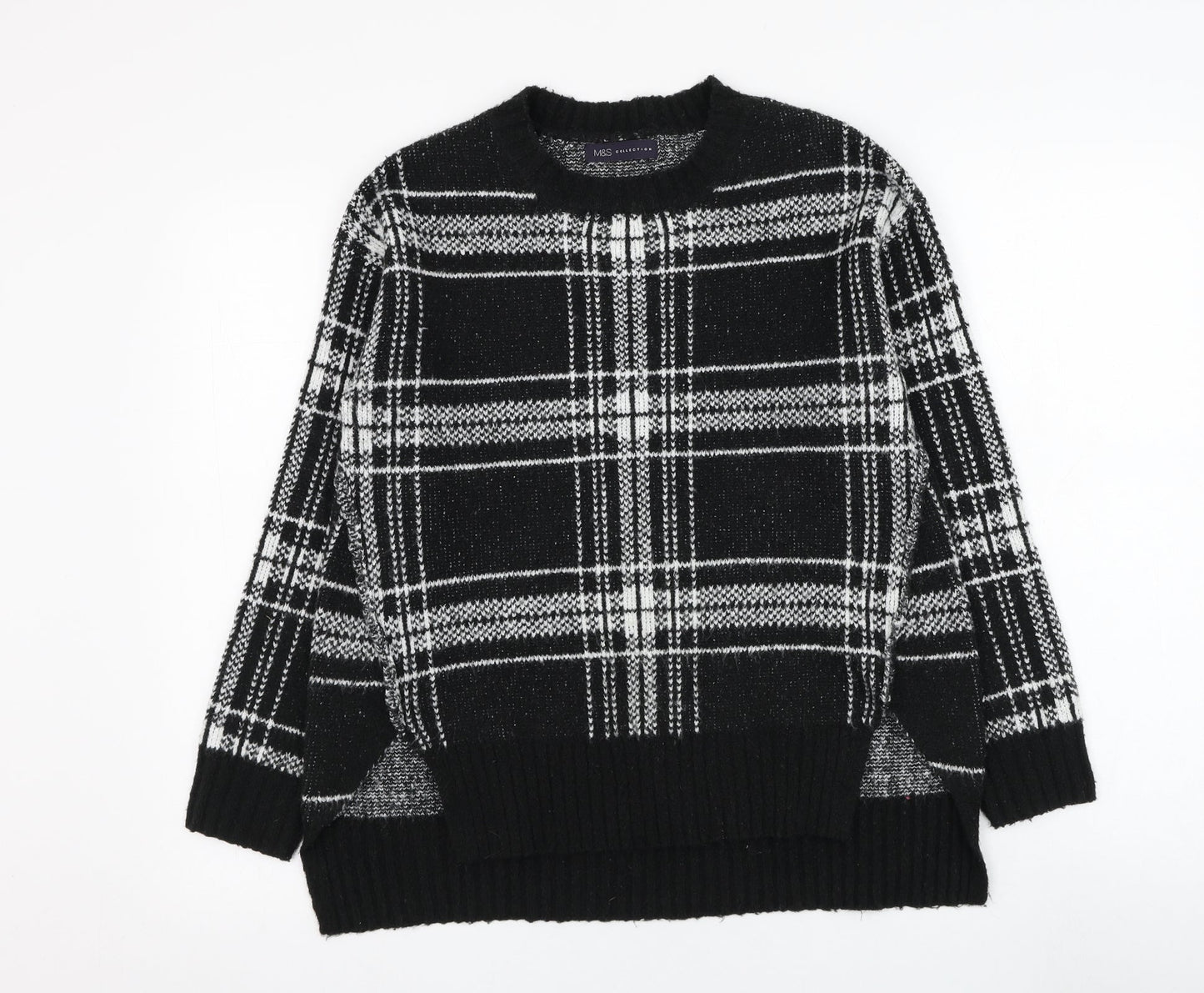 Marks and Spencer Womens Black Round Neck  Acrylic Pullover Jumper Size S