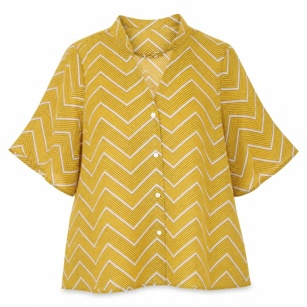 Boohoo Womens Yellow Striped Polyester Basic Blouse Size 6 V-Neck
