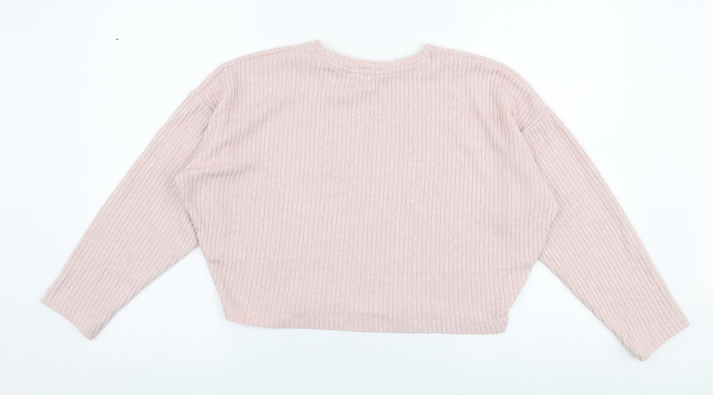H&M Girls Pink Round Neck  Polyester Pullover Jumper Size 13-14 Years  Pullover