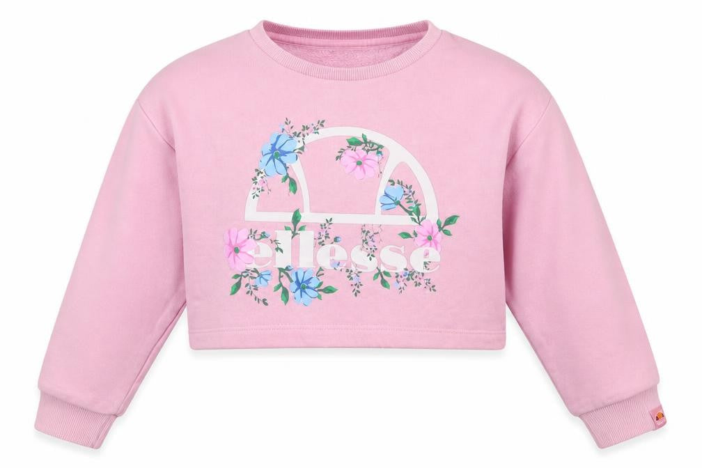 Ellesse Girls Pink Floral Cotton Pullover Sweatshirt Size 8-9 Years  Pullover