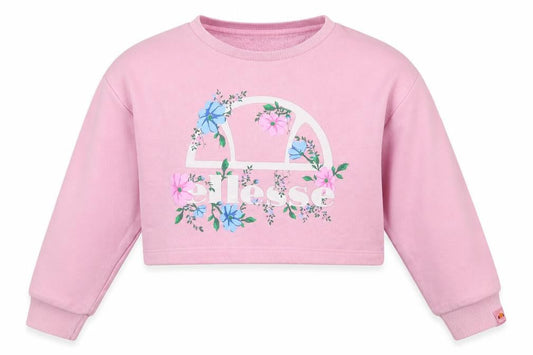 ellesse Girls Pink Floral Cotton Pullover Sweatshirt Size 8-9 Years  Pullover