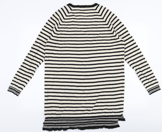 Scotch & Soda Womens Ivory V-Neck Striped Cotton Pullover Jumper Size L