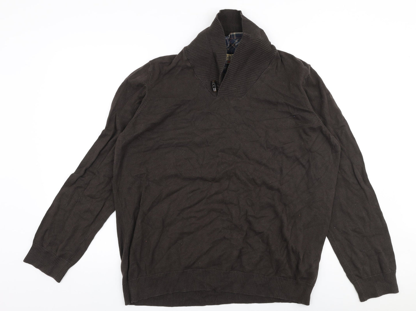 North Coast Mens Brown Collared  Cotton Pullover Jumper Size 2XL