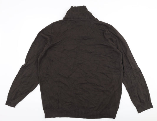 North Coast Mens Brown Collared  Cotton Pullover Jumper Size 2XL