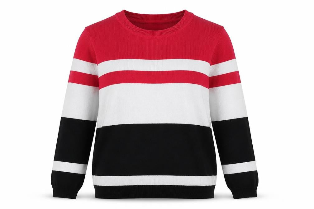 Dunnes Womens Multicoloured Round Neck Striped Polyester Pullover Jumper Size S