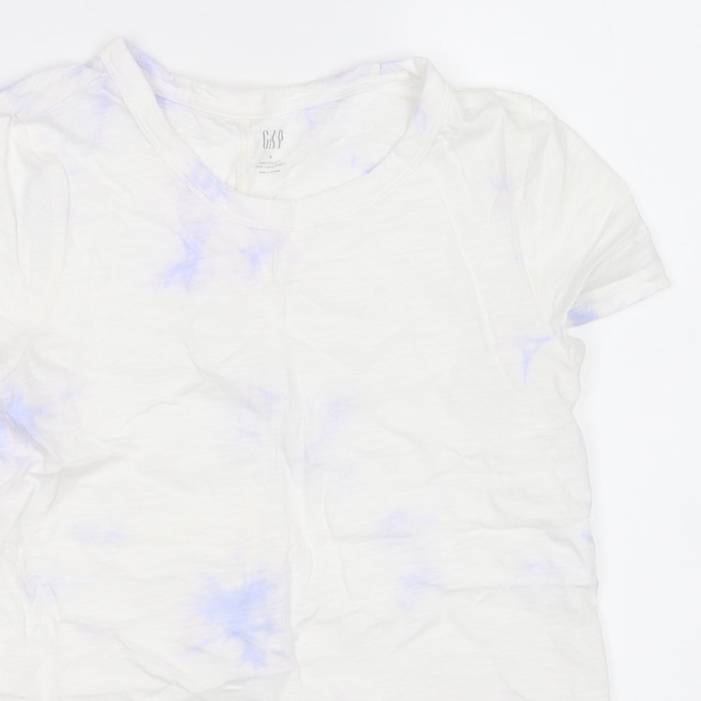 Gap Womens Multicoloured Geometric Cotton Basic T-Shirt Size S Round Neck