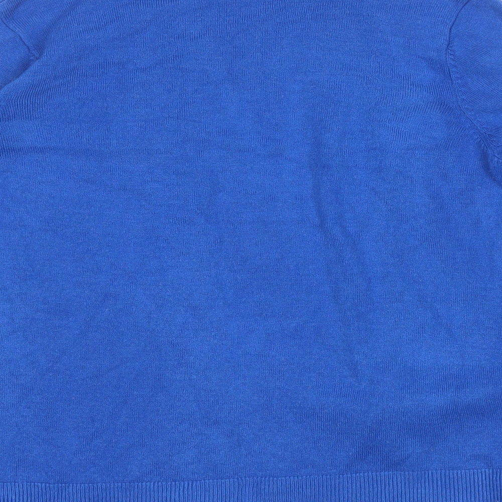 Marks and Spencer Womens Blue V-Neck  Acrylic Cardigan Jumper Size S