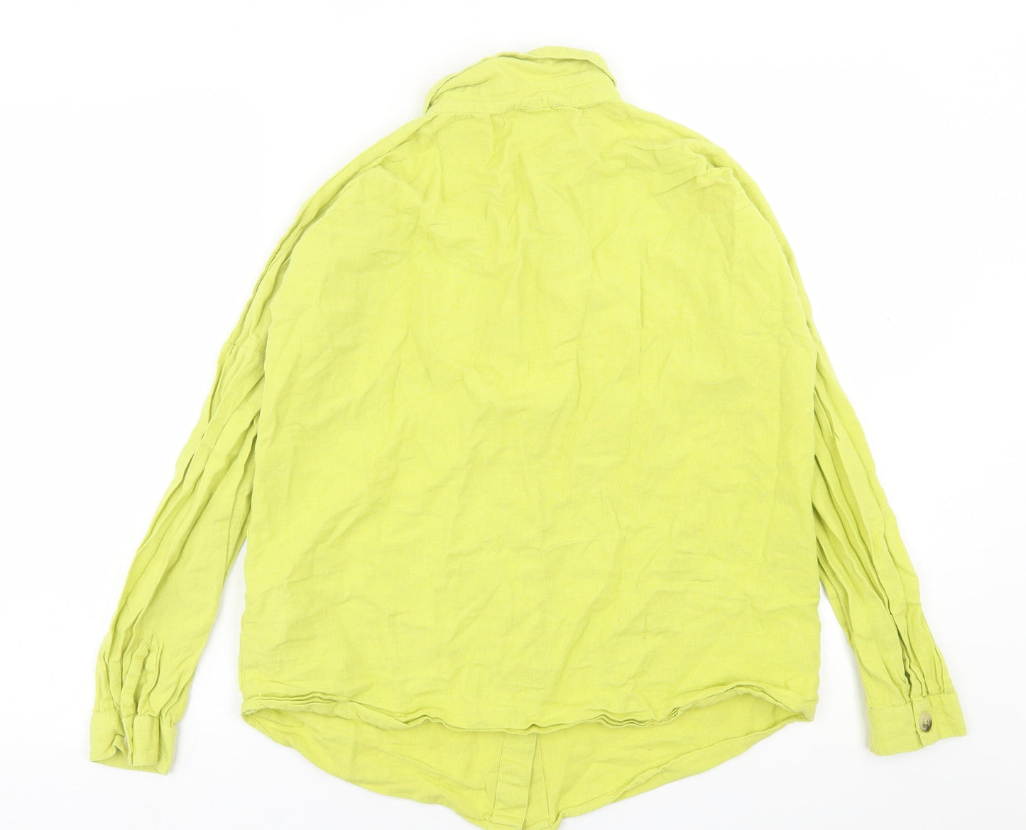 Missguided Womens Green  Cotton Basic Button-Up Size 10 Collared