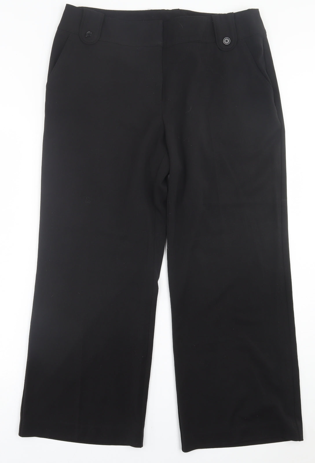 BHS Womens Black  Polyester Trousers  Size 16 L27 in Regular Hook & Eye