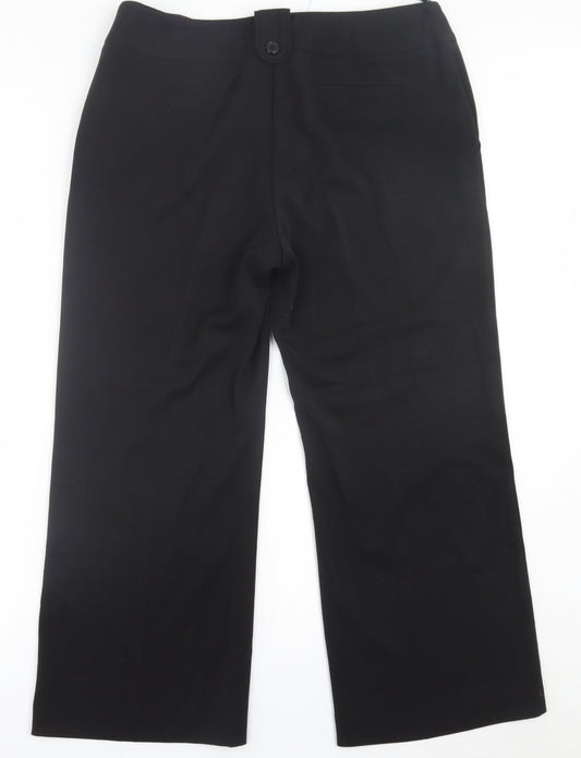BHS Womens Black  Polyester Trousers  Size 16 L27 in Regular Hook & Eye