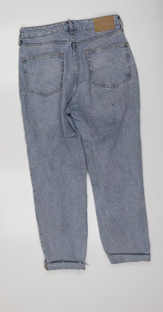 H&M Womens Blue  Cotton Boyfriend Jeans Size 42 L25 in Regular