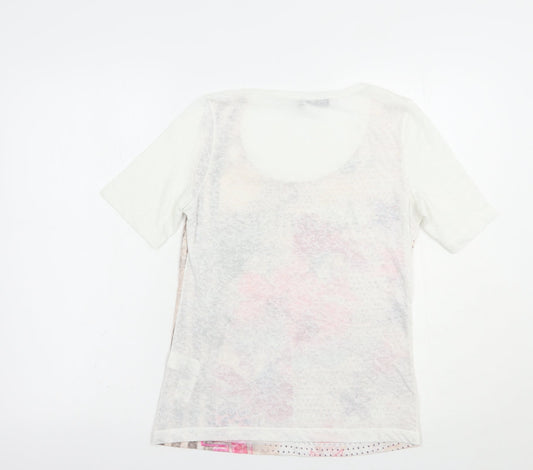 APANAGE Womens White  Polyester Basic T-Shirt Size 10 Scoop Neck