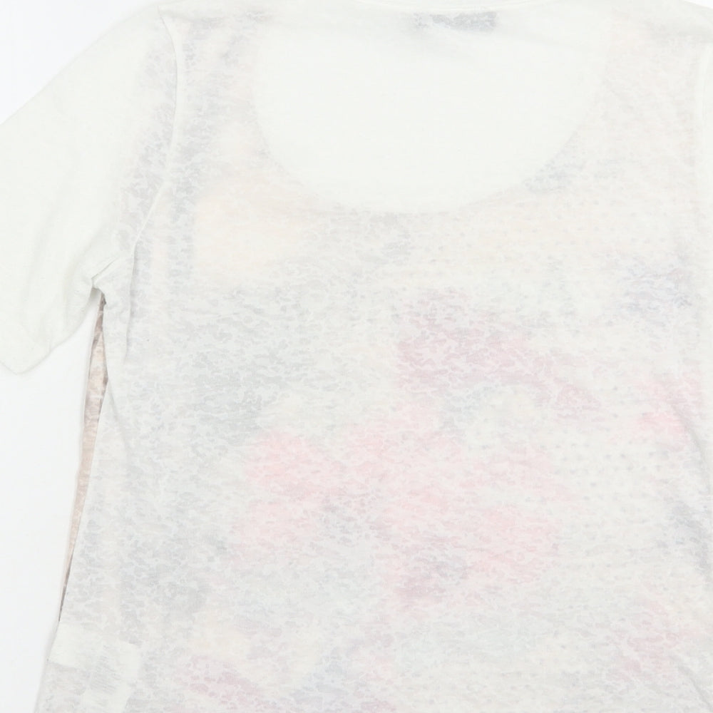 APANAGE Womens White  Polyester Basic T-Shirt Size 10 Scoop Neck