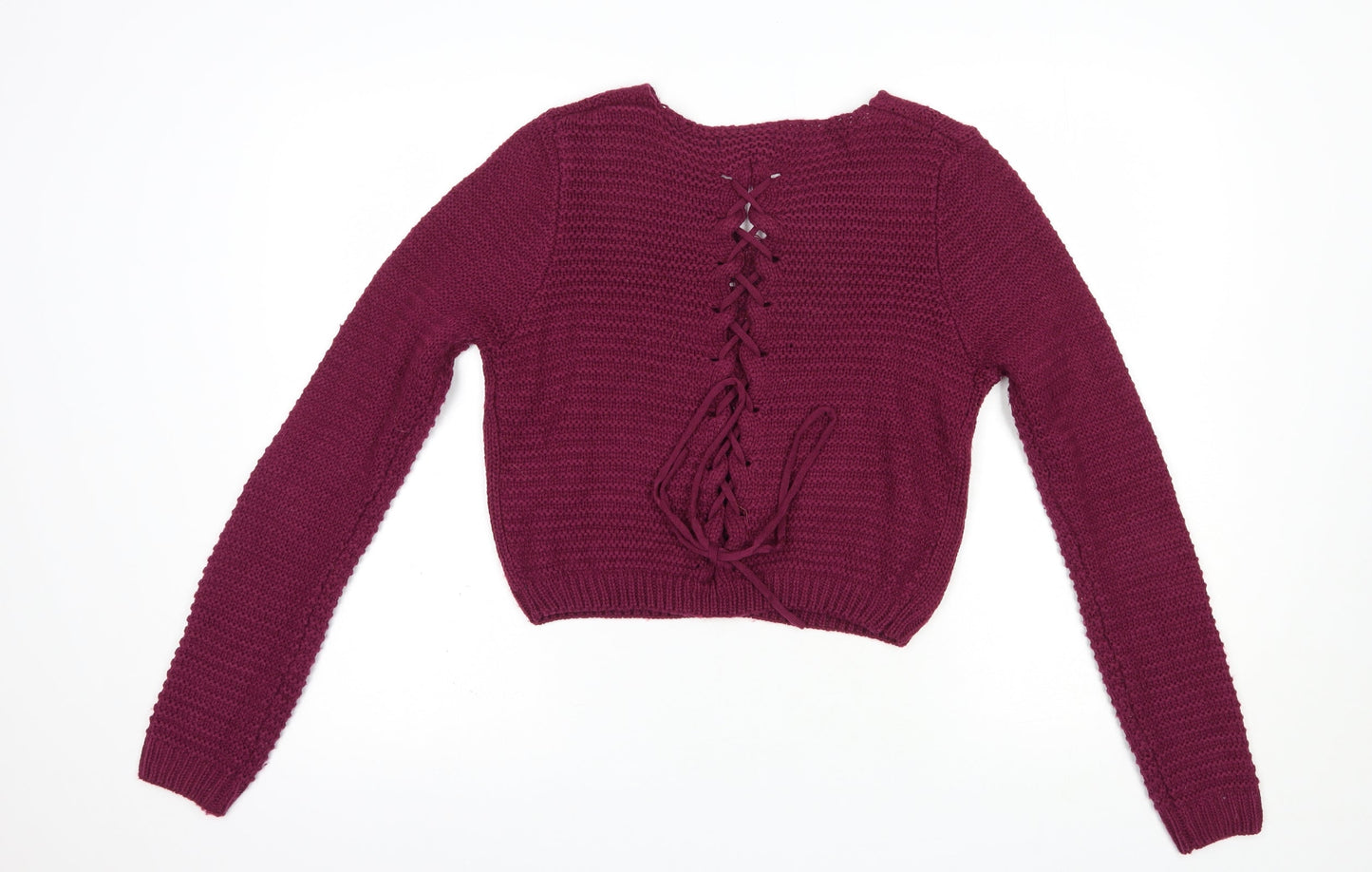 Pretty Guide Womens Purple V-Neck  Acrylic Pullover Jumper Size M