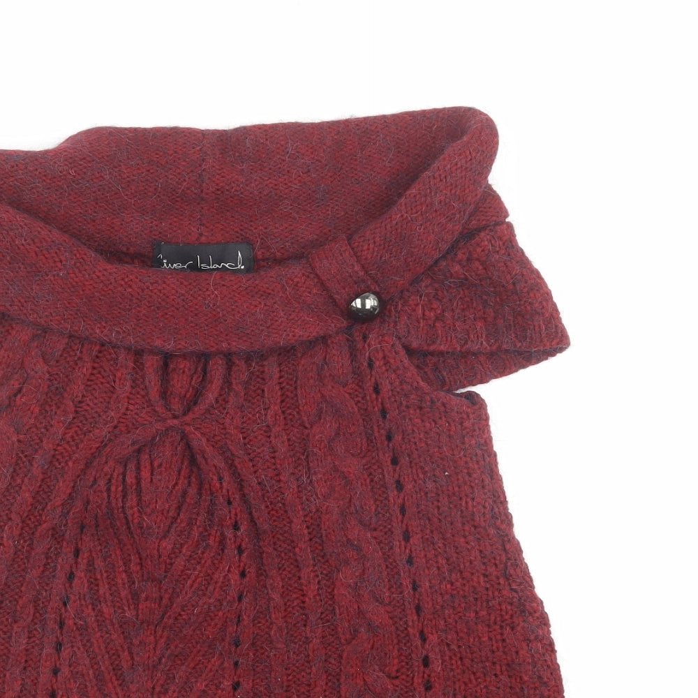 River Island Womens Red Roll Neck  Acrylic Pullover Jumper Size 6