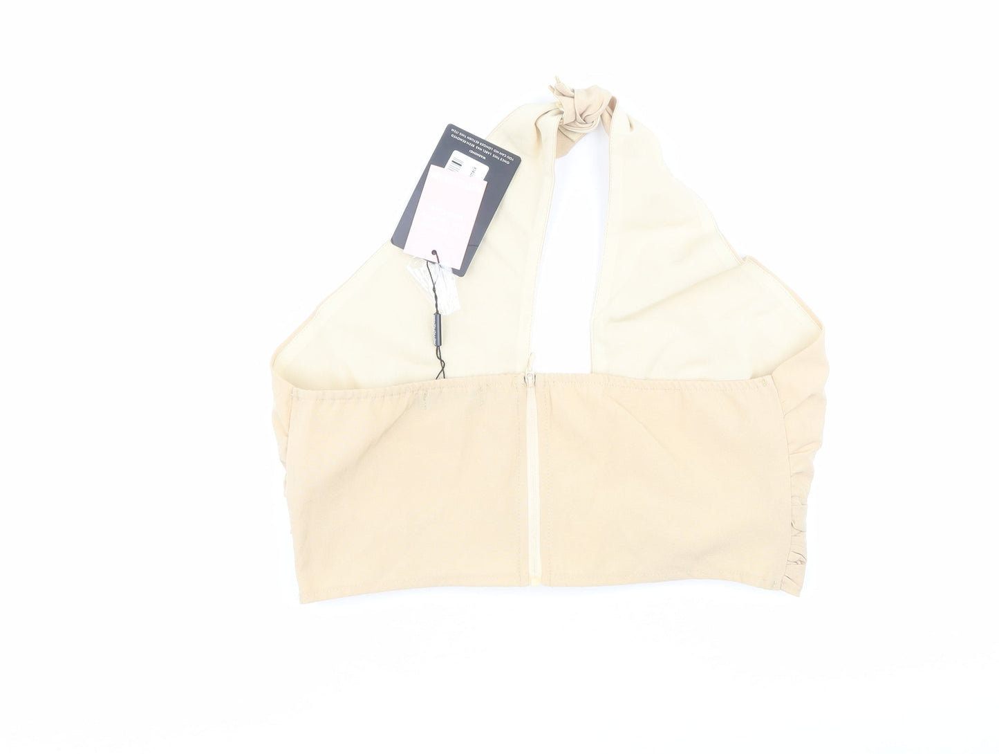 PRETTYLITTLETHING Womens Beige  Polyester Jersey Tank Size 12 Halter