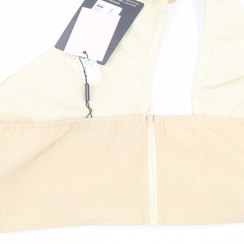 PRETTYLITTLETHING Womens Beige  Polyester Jersey Tank Size 12 Halter