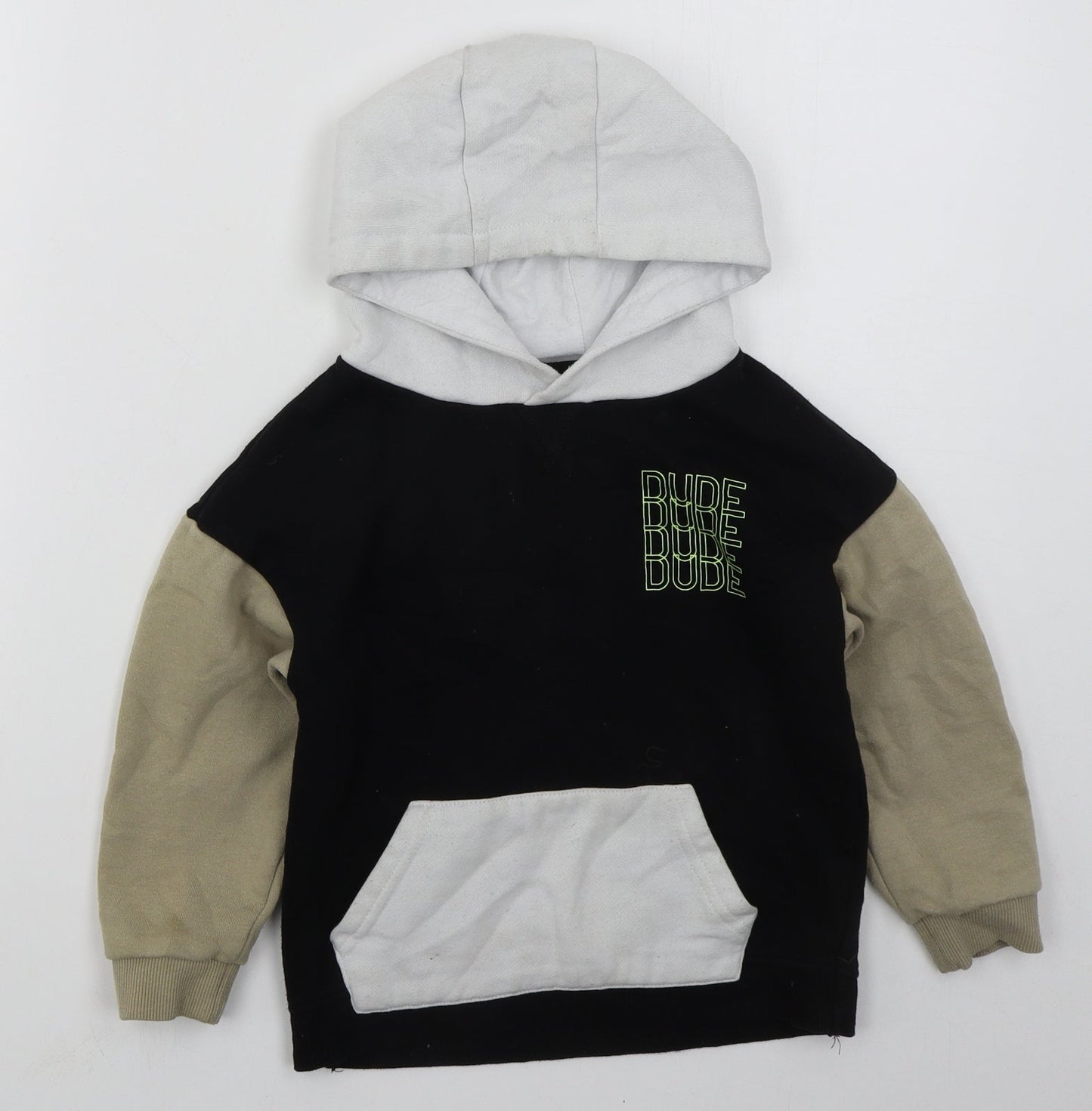 Primark Boys Black Colourblock Cotton Pullover Hoodie Size 6-7 Years  Pullover - Dude