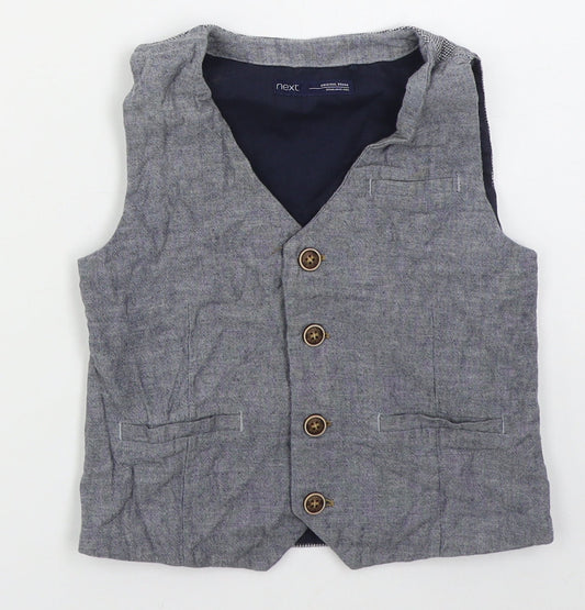 NEXT Boys Blue   Jacket Waistcoat Size 4-5 Years  Button