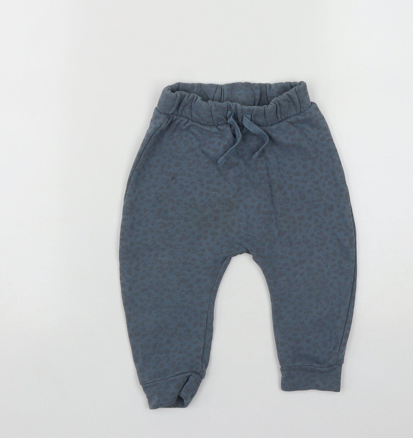George Boys Blue Geometric Cotton Jogger Trousers Size 12-18 Months  Drawstring