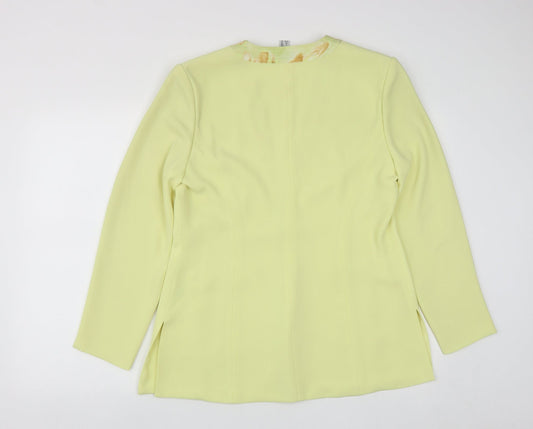 Gina Womens Yellow Geometric  Jacket  Size 12  Button
