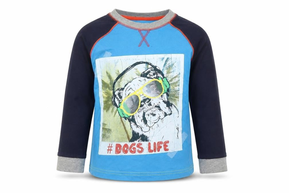 Dunnes Boys Blue  Cotton Basic Casual Size 6-7 Years Round Neck  - Dog Print