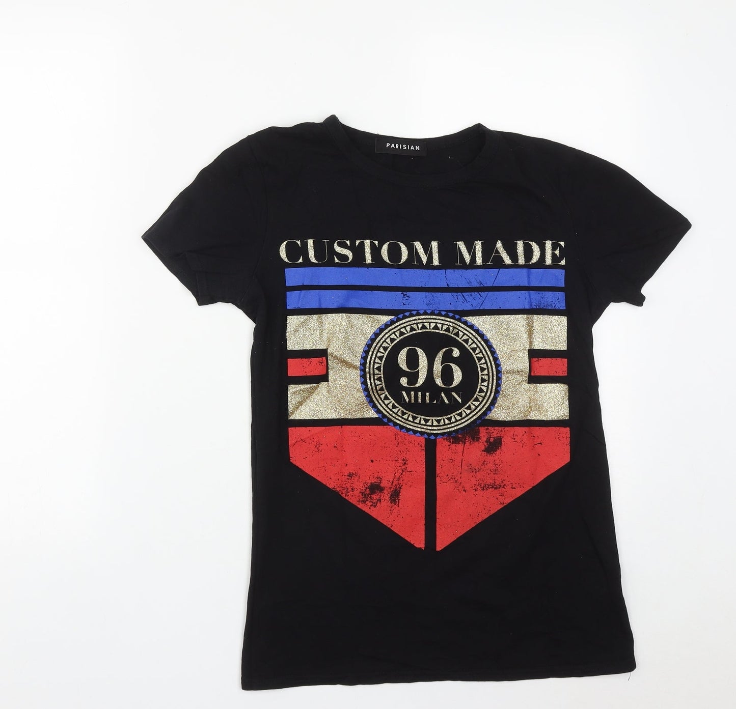 Paisian Womens Black  Cotton Basic T-Shirt Size S Round Neck