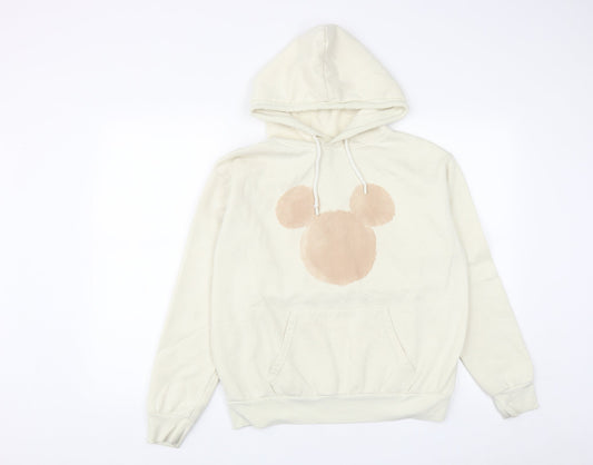 Disney Womens Beige  Polyester Pullover Hoodie Size S  Drawstring - mic