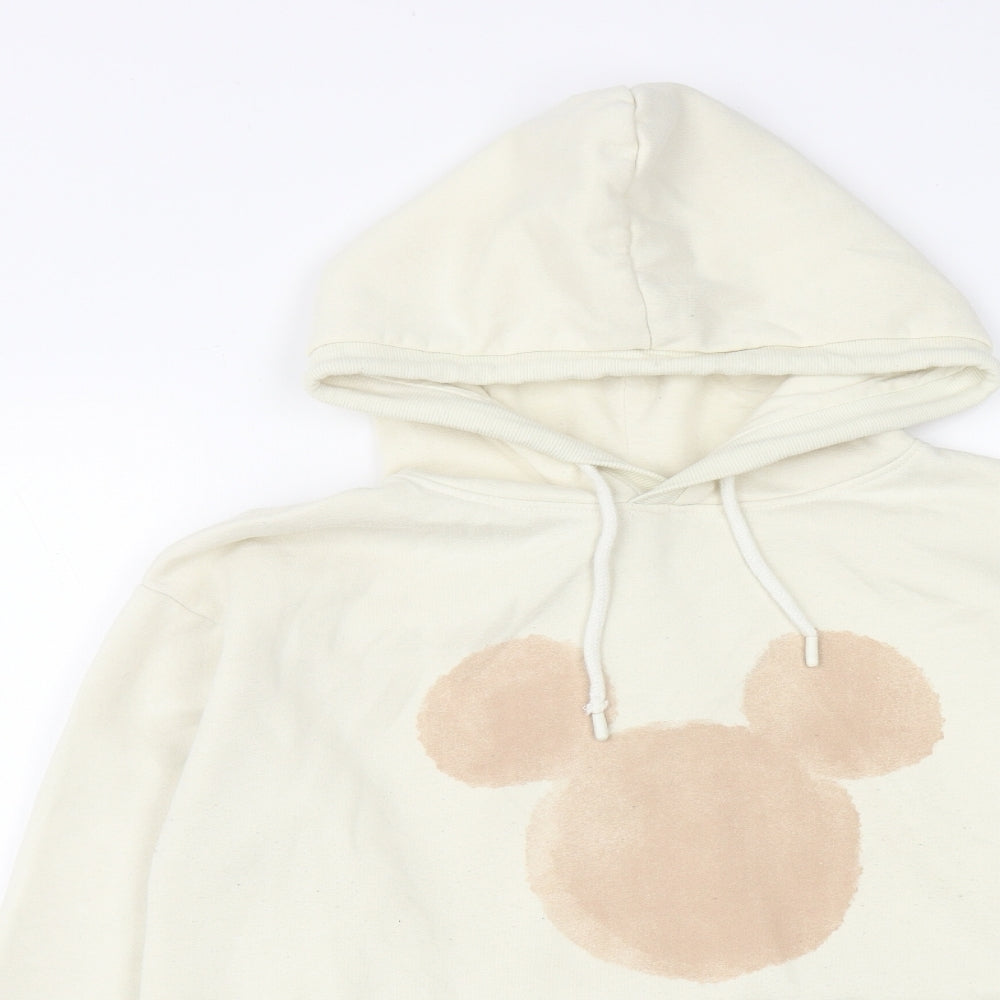 Disney Womens Beige  Polyester Pullover Hoodie Size S  Drawstring - mic