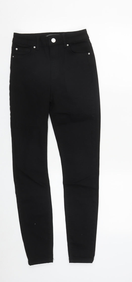Denim & Co. Womens Black  Cotton Straight Jeans Size 8 L27 in Regular Zip