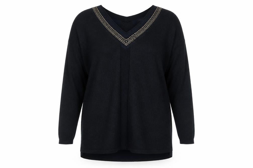 NEXT Womens Blue V-Neck  Polyester Pullover Jumper Size 12