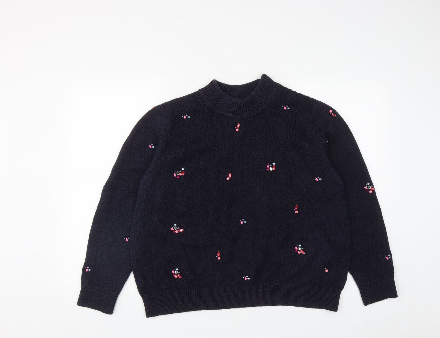 Marks and Spencer Mens Blue Round Neck  Acrylic Pullover Jumper