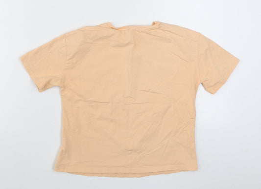SheIn Girls Orange  Cotton Basic T-Shirt Size 11-12 Years Round Neck Pullover