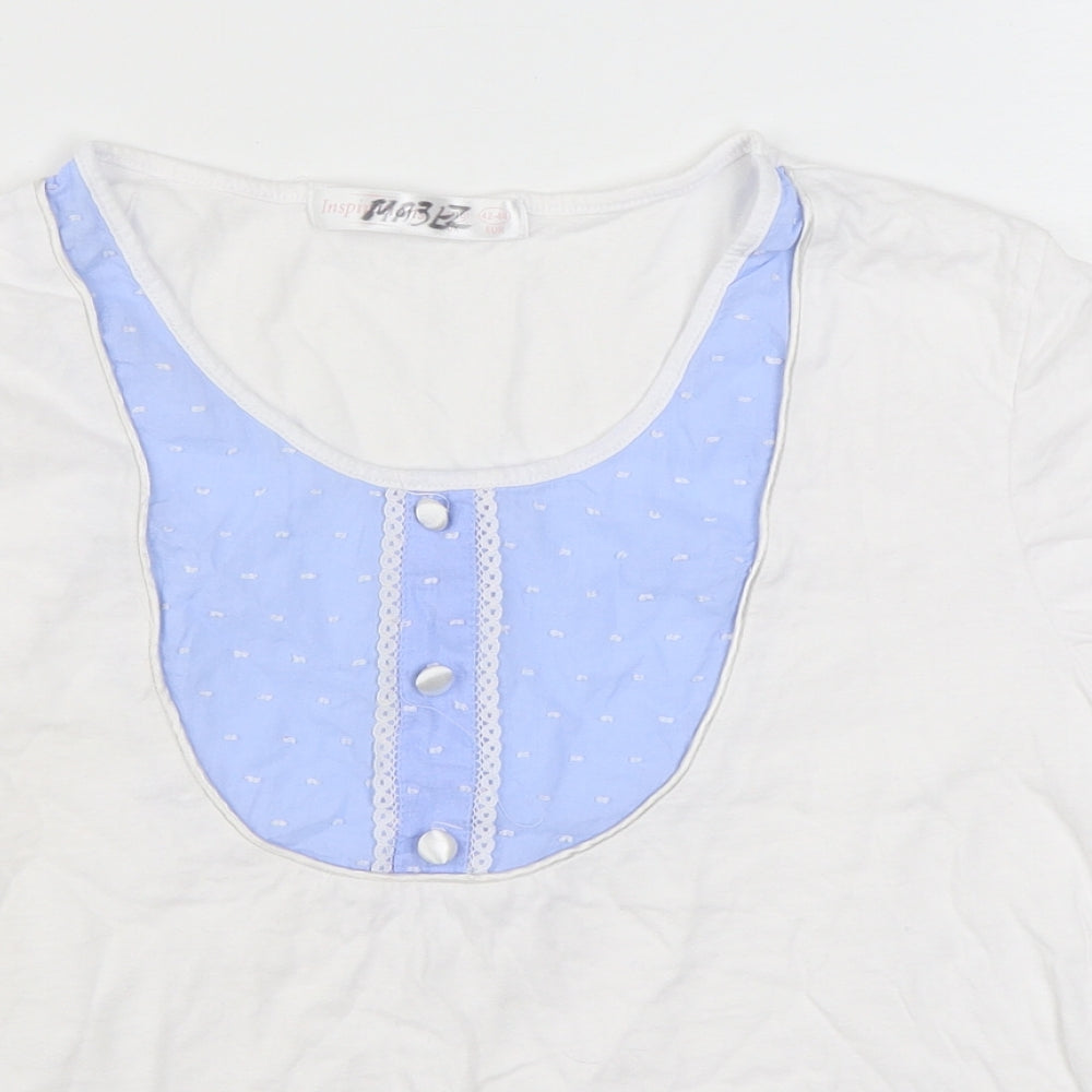 Inspirations Womens White  100% Cotton Basic T-Shirt Size 14 Round Neck