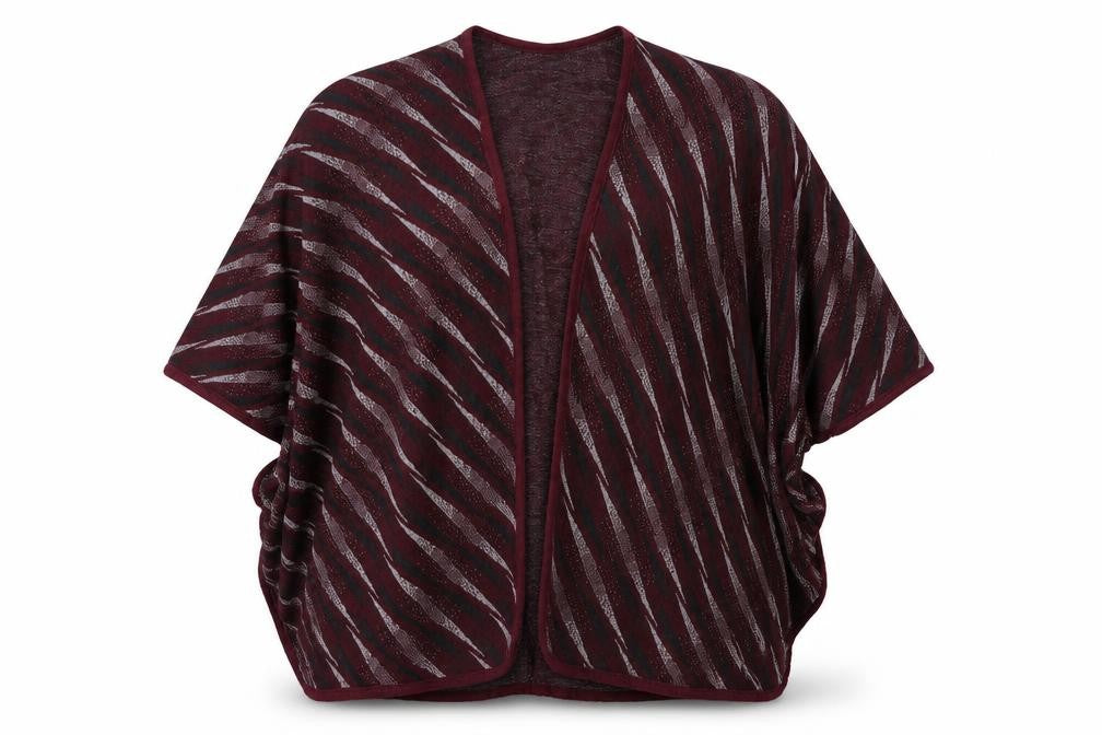 Urban Mist Womens Red Geometric Acrylic  Shawl/Wrap